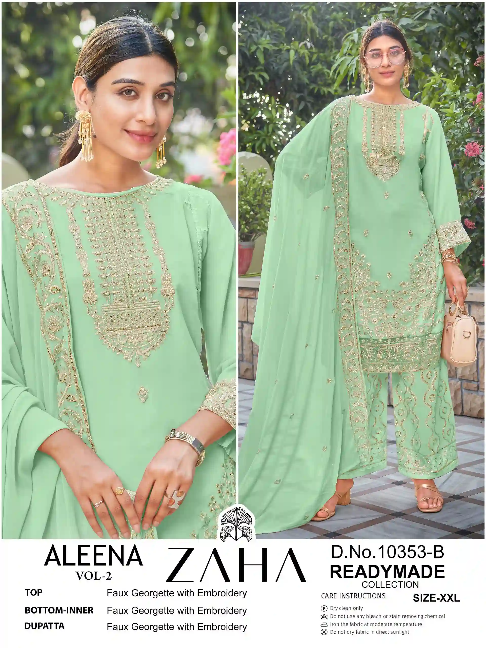 Zaha 10353 Faux Georgette Wholesale Pakistani Readymade Salwar Suit Catalog — Wholesale Pakistani Suits, MPA wholesale from Surat - Gallery Image 3